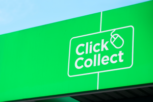 image showing click and collect sign from retailer